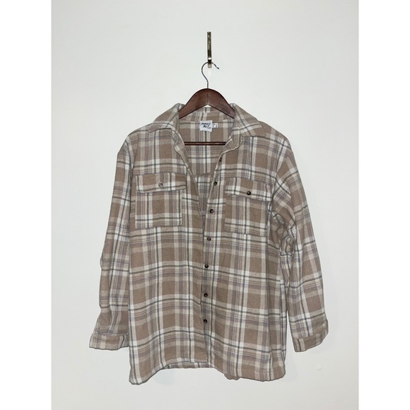 PRINCESS POLLY Mila Oversized Flannel Button Down Jacket Long Sleeve Shacket - Picture 2 of 12